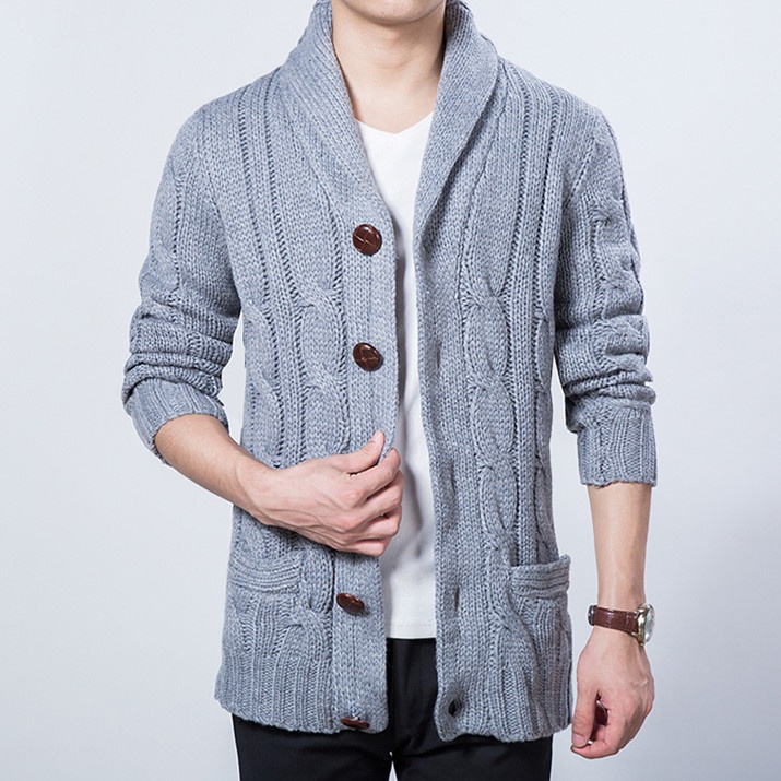 niño Niño Niño Niño Fuente transfronteriza Abrigo de lana informal para hombre Primavera y otoño Nuevo estilo Cárdigan de punto Solapa grande Tallas grandes De moda_voghion.com