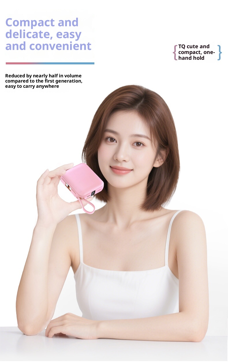 techglobe 3C-zertifizierte Mini-Bank mit integriertem Kabel, 10000 mAh, 22,5 W Schnellladefunktion, kompaktes, tragbares Netzteil_voghion.com