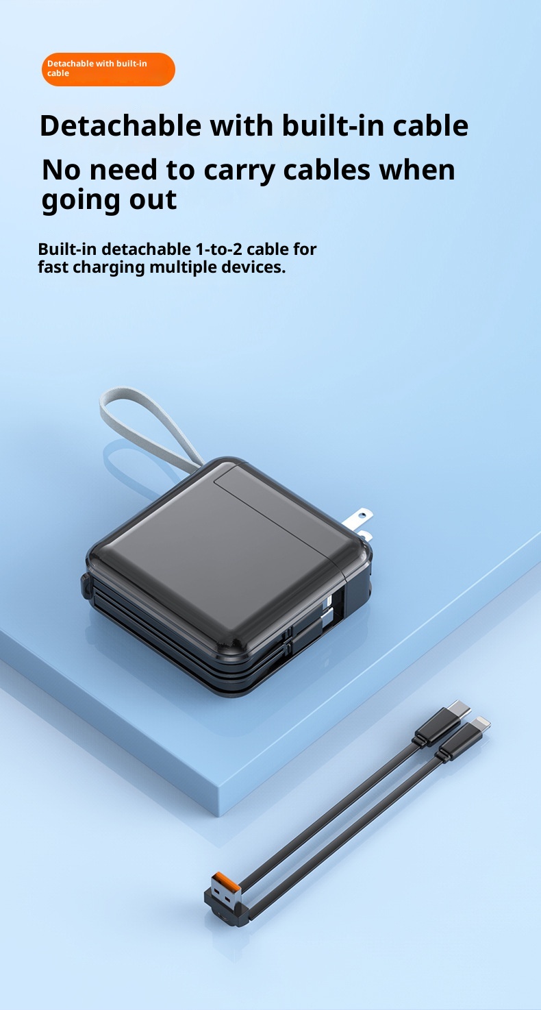Batterie externe Techglobe 22,5 W à charge ultra-rapide avec prise secteur et câble intégré personnalisé, capacité de 20 000 mAh. Chargeur portable haute capacité._voghion.com