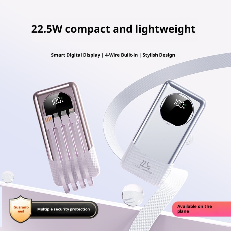 Techglobe 22,5W Powerbank mit großer Kapazität (20000mAh), integriertem Kabel, Schnellladefunktion, leicht, Geschenkidee, mobile Powerbank, personalisierbar_voghion.com