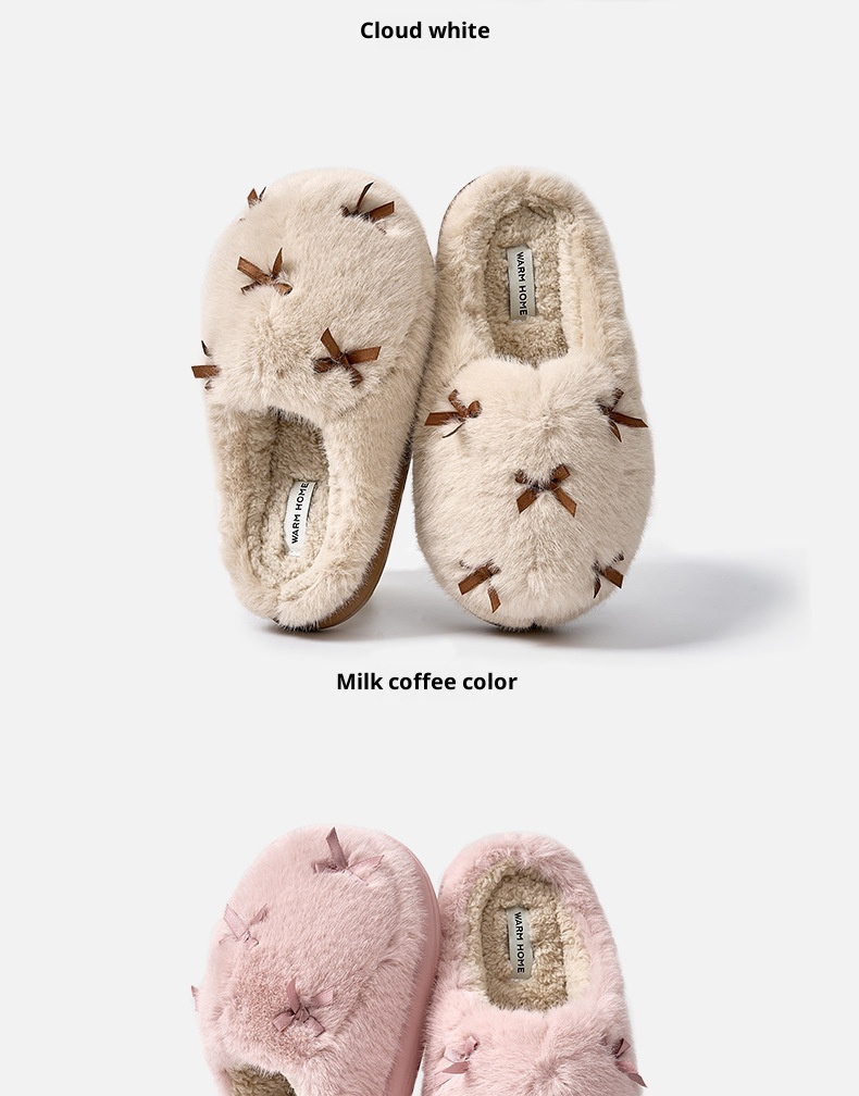 Zees 2025 New Furry Winter Indoor Home Warm Plush Thick Sole Cushioned Cotton Slippers For Women_voghion.com