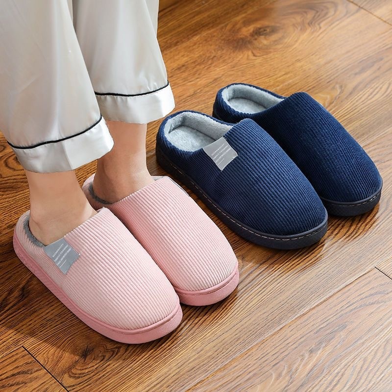 Zees Fluffy para mulheres, para uso doméstico no outono e inverno, sapatos de maternidade quentes com forro de lã, sola grossa de algodão para casais._voghion.com