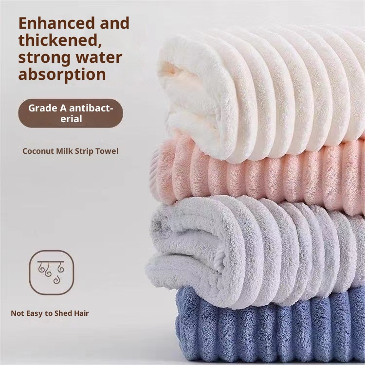 Lillian Candy Stripe Coral Fleece Face Absorbent Quick-Dry Non-Shedding High-End Bath Towel For Men And Women_voghion.com