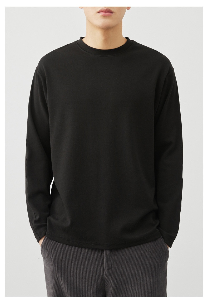 QFV507045555501<2 T-shirt a maniche lunghe da uomo in cotone peruviano pettinato 260 g, primavera estate 2025, nuova maglietta da uomo con strato interno in tinta unita_voghion.com