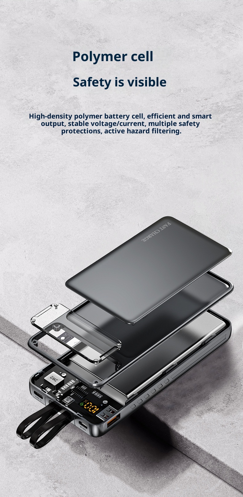 TechGlobe 22.5W Super Fast Charging 10000mAh Power Bank Cyberpunk Transparent Mecha 20000mAh Portable Charger_voghion.com