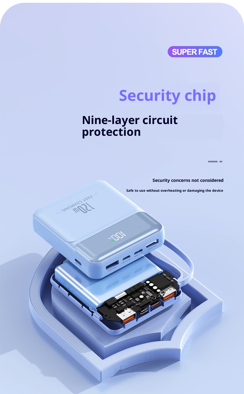 techglobe 3C-zertifizierte Mini-Powerbank mit ultraschnellem Ladekabel und großer Kapazität – kundenspezifische mobile Stromversorgung im Großhandel_voghion.com