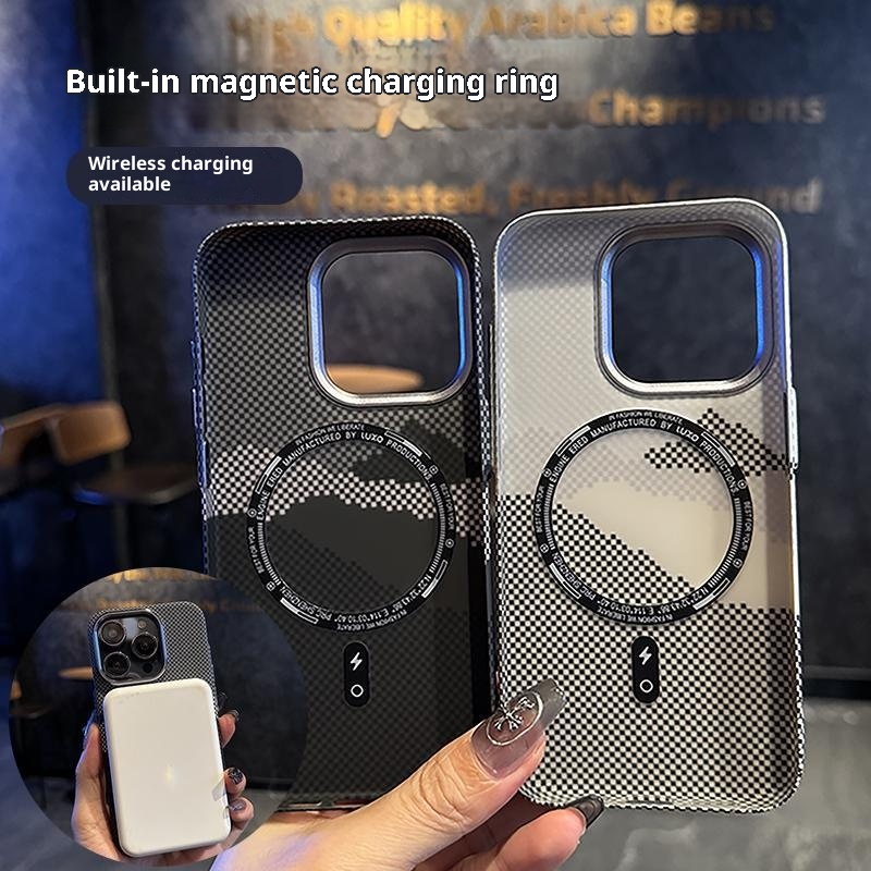 Custodia per telefono TechGlobe compatibile con iPhone 16 Pro Max, magnetica, in fibra di carbonio e Kevlar, copertura completa, antiurto, 15_voghion.com