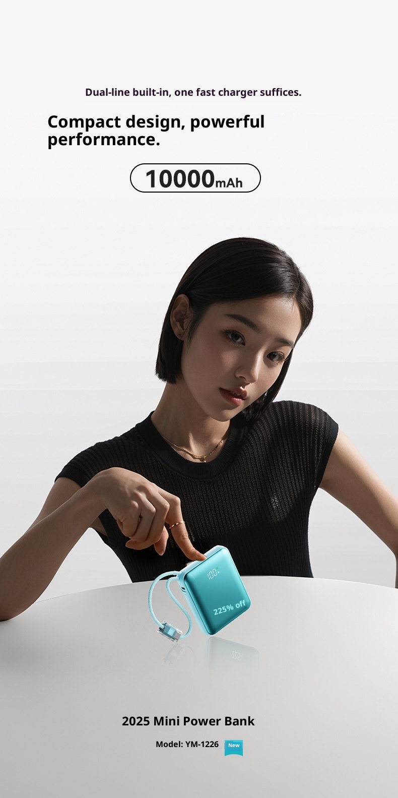 techglobe 22.5W Super Fast Charging Power Bank 10000mAh Digital Display Gift Lightweight Mini Portable Charger Custom_voghion.com