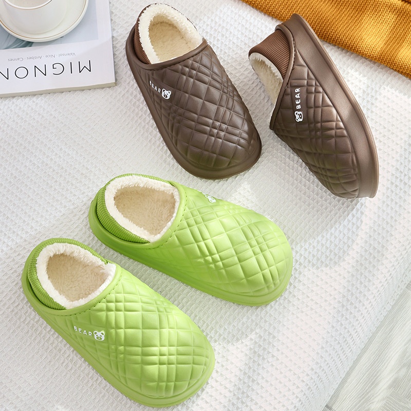 Zees New EVA Waterproof Cotton Men, Autumn And Winter Indoor Home Fleece-Lined Warm Non-Slip Soft Cushioning Plush Slippers_voghion.com