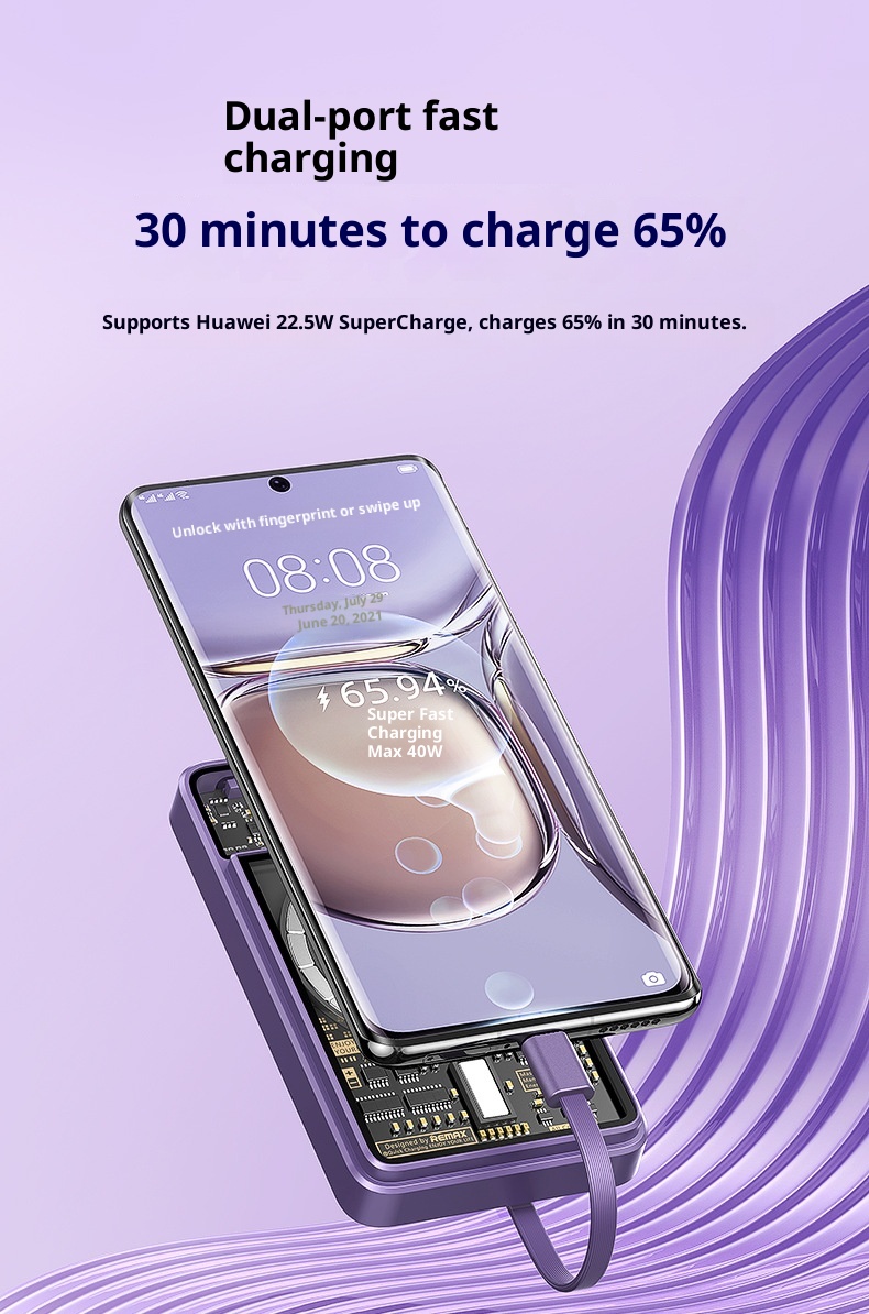 TechGlobe REMAX compatibile con 17 cavi magnetici trasparenti integrati, banca dati mobile da 10000 mAh con ricarica rapida 3C_voghion.com