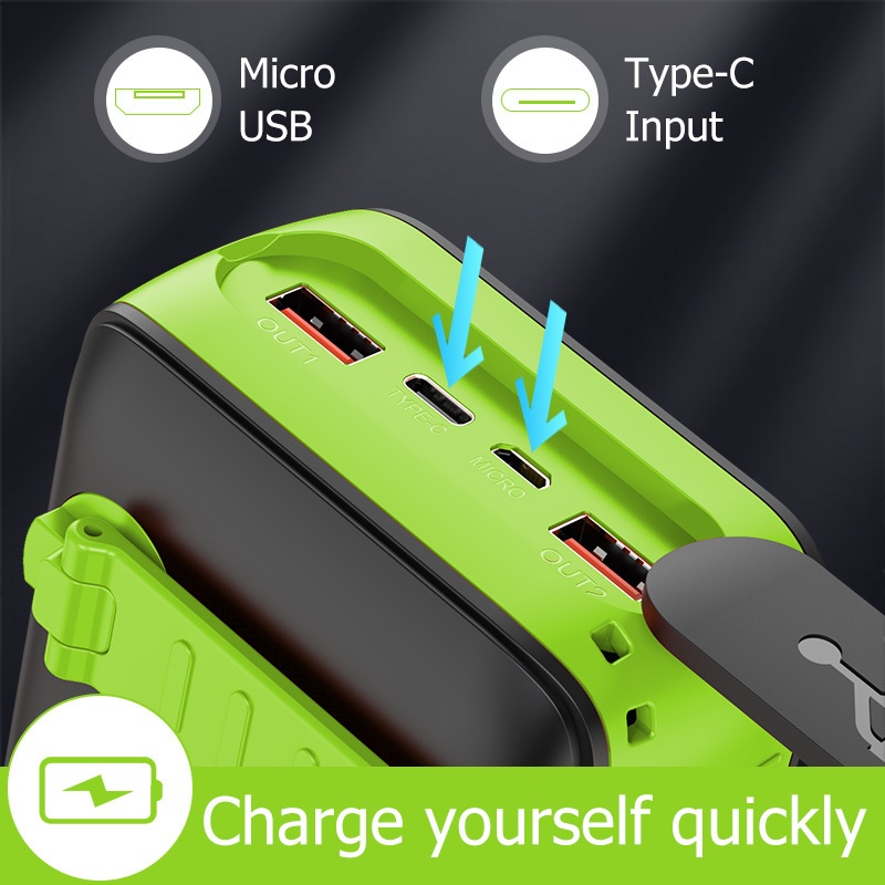 TechGlobe Hand Crank Solar Bank 61200mAh With Built-in Cable, Two-Way Fast Charging Power Pack PSE/METI_voghion.com
