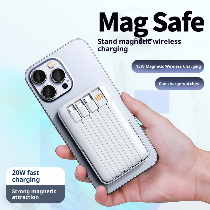 techglobe Wireless Magnetic Power Bank 10000mAh With Built-in Stand Convenient Portable Charger Custom Fast Charging_voghion.com