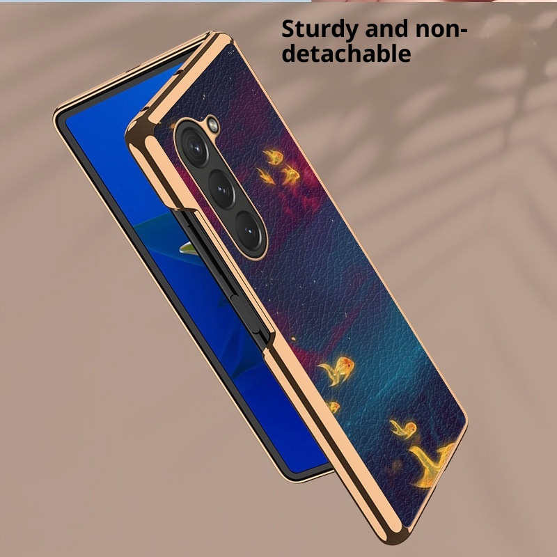 TechGlobe Schutzhülle für Samsung Z 6, galvanisierte Lederoptik, W23, faltbar, schlichtes Design_voghion.com