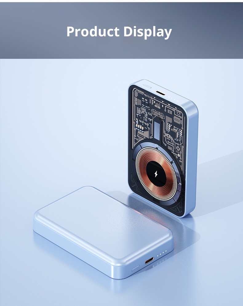 TechGlobe Grenzüberschreitende magnetische kabellose ultradünne Bank mit bidirektionaler Schnellladefunktion und 10000mAh tragbarer mobiler Stromversorgung_voghion.com