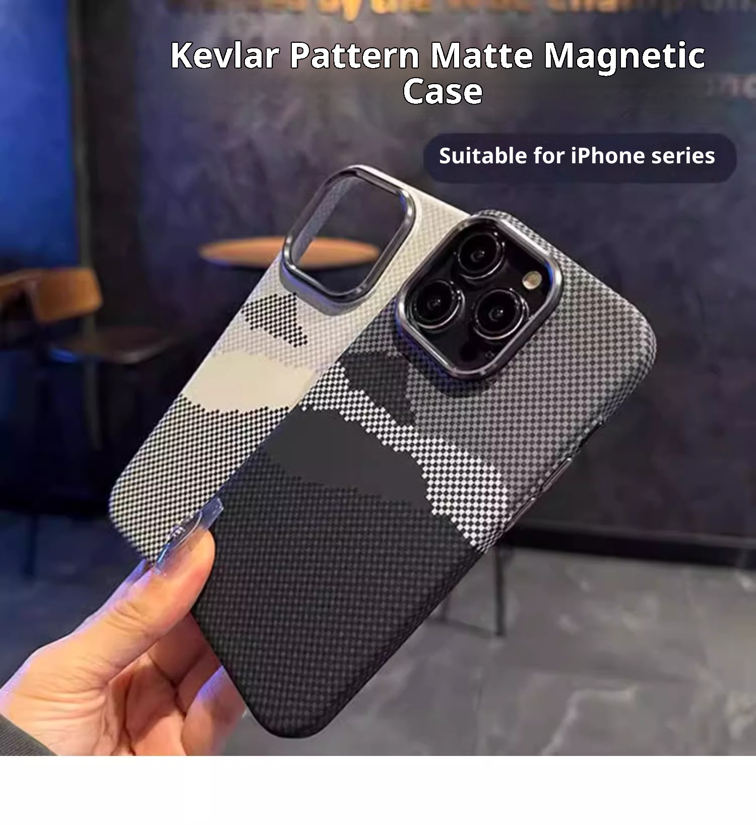 Custodia per telefono TechGlobe compatibile con iPhone 16 Pro Max, magnetica, in fibra di carbonio e Kevlar, copertura completa, antiurto, 15_voghion.com