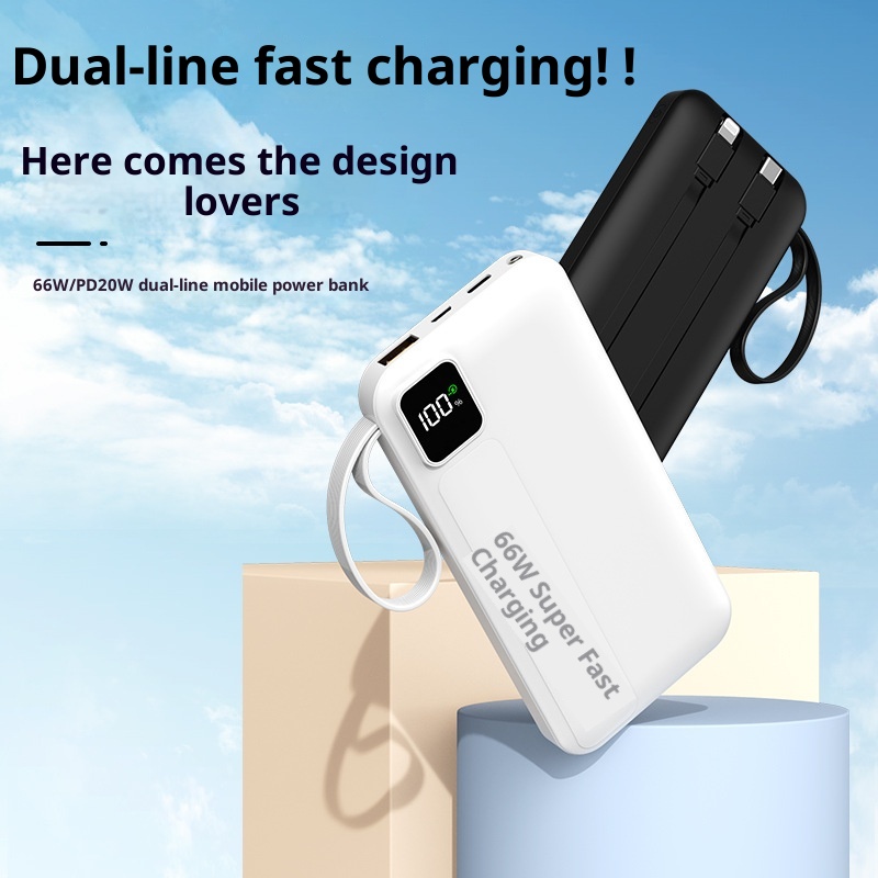 techglobe KC Cross-Border Super Fast Charging Bank 20000mAh With Built-in Cable Large Capacity Compact Portable Customizable_voghion.com