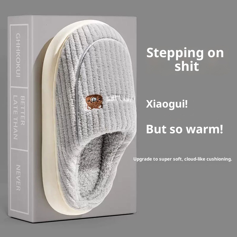 Zees Katoen met loopcomfort, dikke zool voor herfst en winter, dagelijks gebruik binnenshuis, antislip, warm, fleece voor thuisgebruik_voghion.com