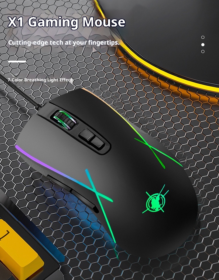 Digitex Digitex Pengbai X1 Mecha Braided Wire Gaming Mouse Computer Accessories USB Cross-Border Colorful Lighting Effect_voghion.com
