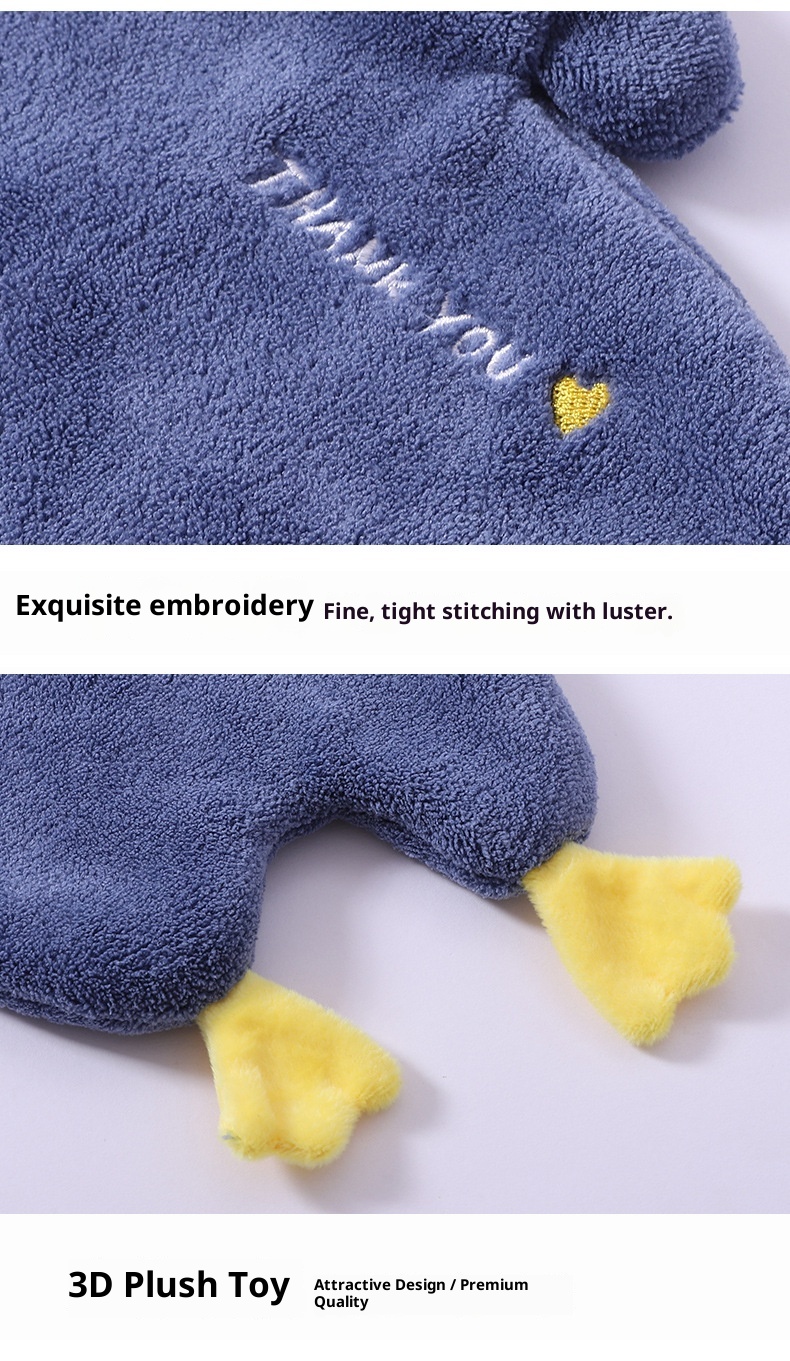 Lillian 2022 New Duck Hanging Cute Bear Bathroom Hand Cloth Absorbent Towel Thickened Household Handkerchief_voghion.com