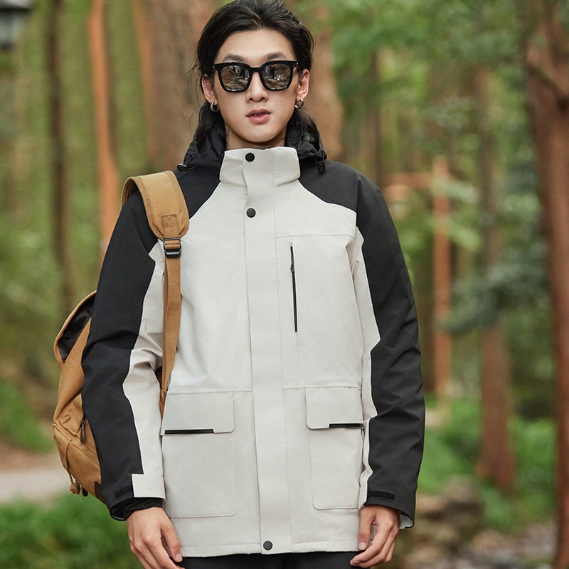 Veste ActiveGo Outdoor décontractée en duvet rembourré, coupe-vent et imperméable pour couple, unisexe, idéale pour les voyages et la randonnée._voghion.com