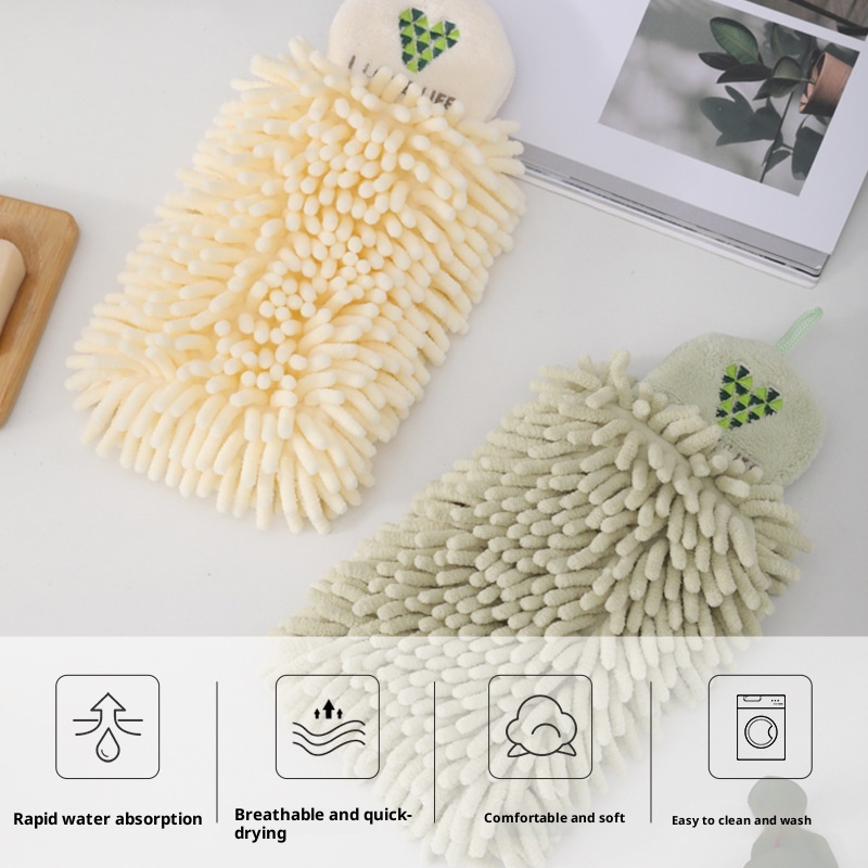 Lillian Doubo Hot Sale Chenille Kitchen Bathroom Wall-Mounted Absorbent Quick-Dry Hand Towel Cloth_voghion.com