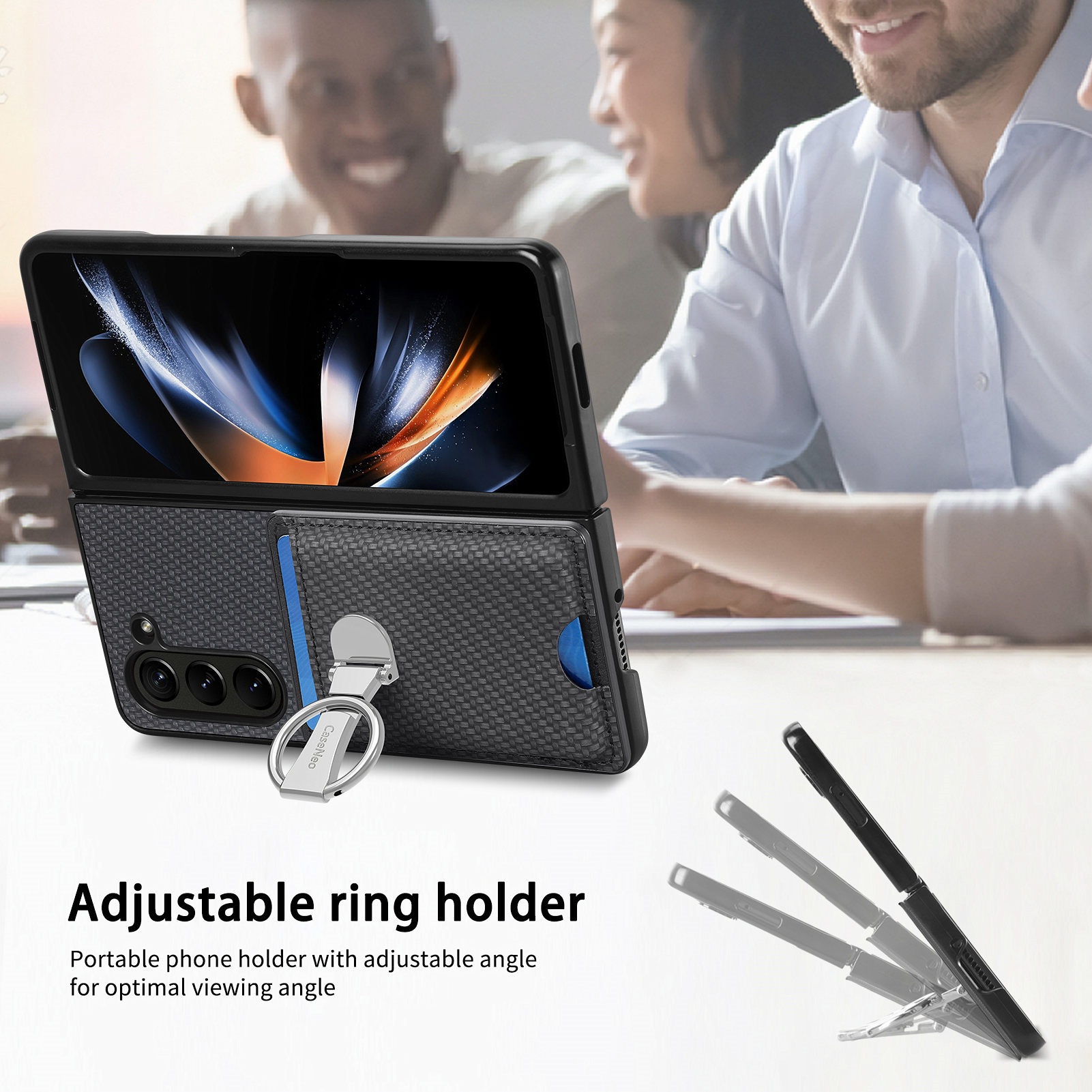 TechGlobe Compatible With Japan And Korea Sam Samsung ZFold7 Multifunctional Ring Stand Card Holder Phone Case 360°Rotating_voghion.com