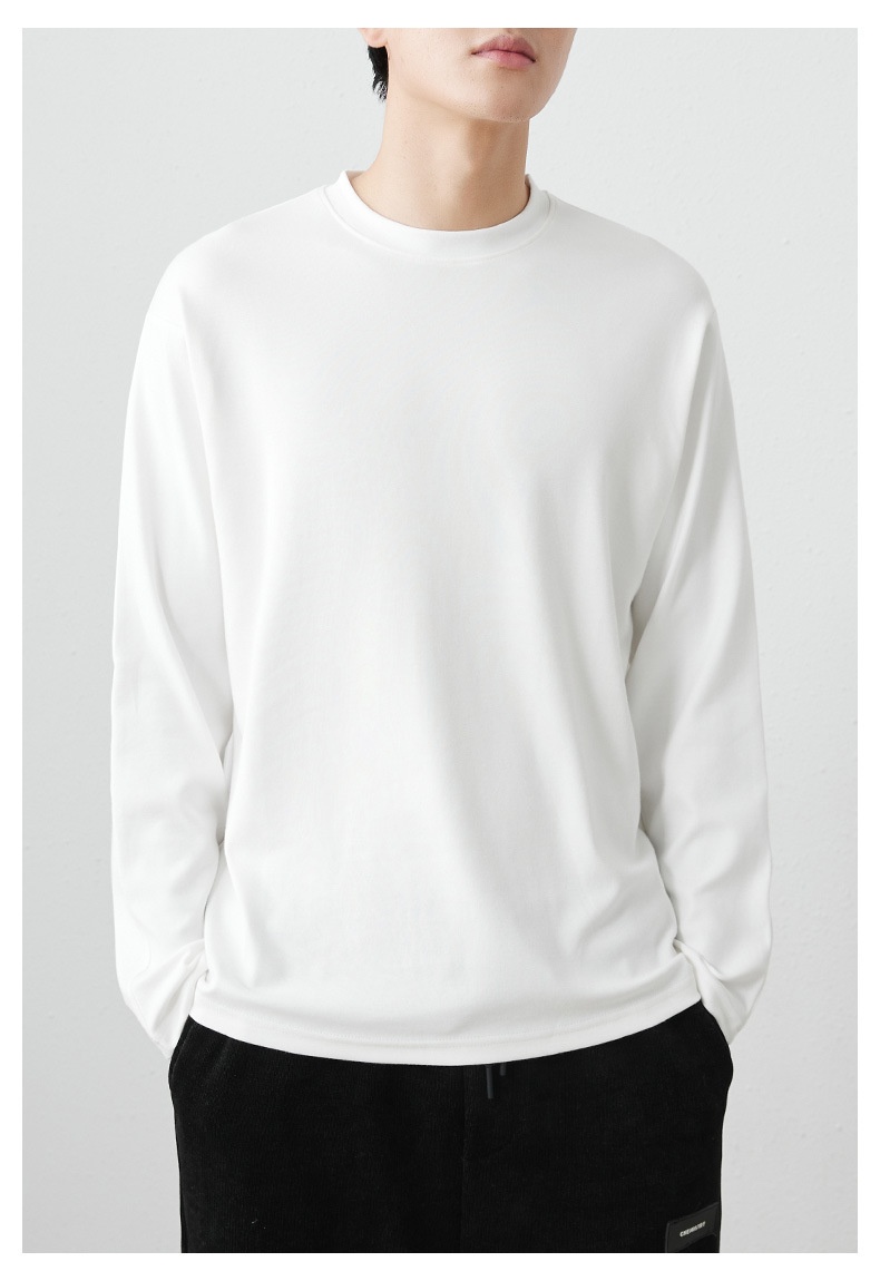 QFV507045555501<2 T-shirt a maniche lunghe da uomo in cotone peruviano pettinato 260 g, primavera estate 2025, nuova maglietta da uomo con strato interno in tinta unita_voghion.com