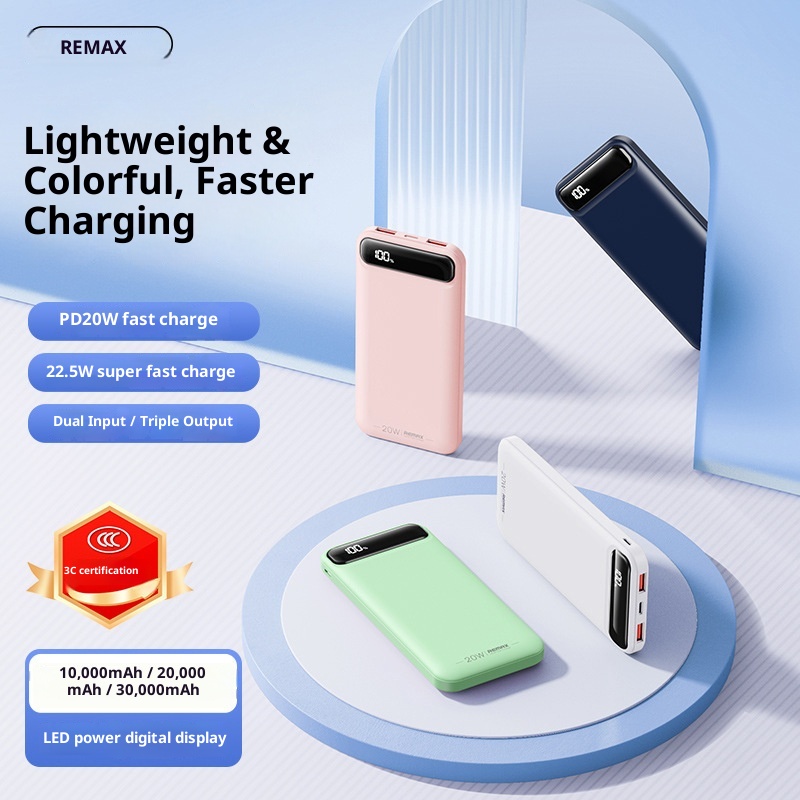 TechGlobe Remax Lightweight Portable 30000mAh Large Capacity Fast Charging Mobile Bank With Power Level Display And 3C_voghion.com