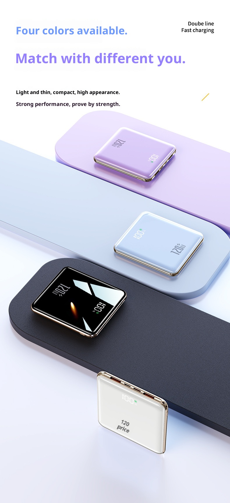 TechGlobe 3C Certified 120W Super Fast Charging With Cable 20000mAh Large Capacity Bank Mini Portable Mobile Power Supply_voghion.com