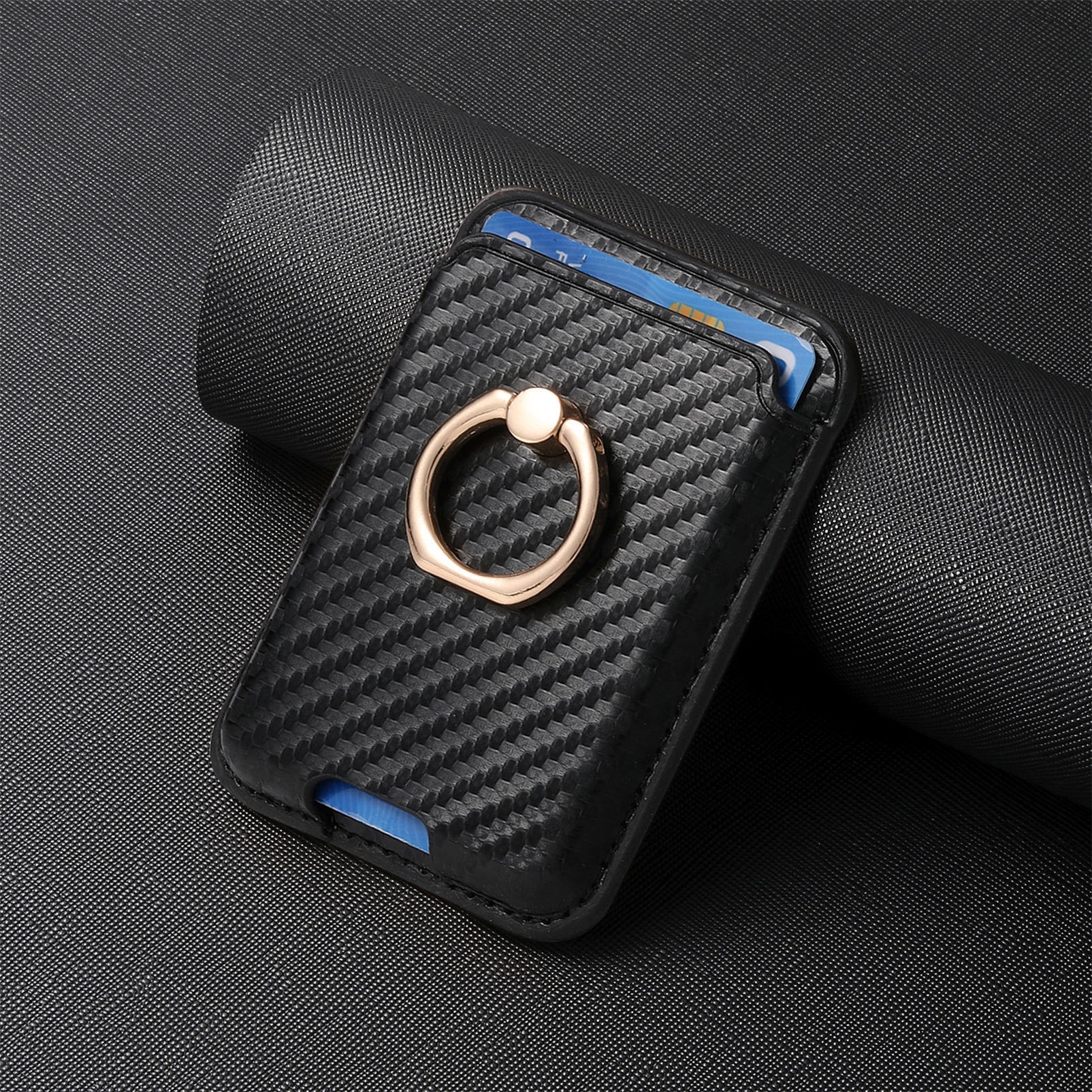 TechGlobe compatibile con 16 porta carte magnetiche in pelle con texture in fibra di carbonio, clip per portafoglio da 14p, 15_voghion.com