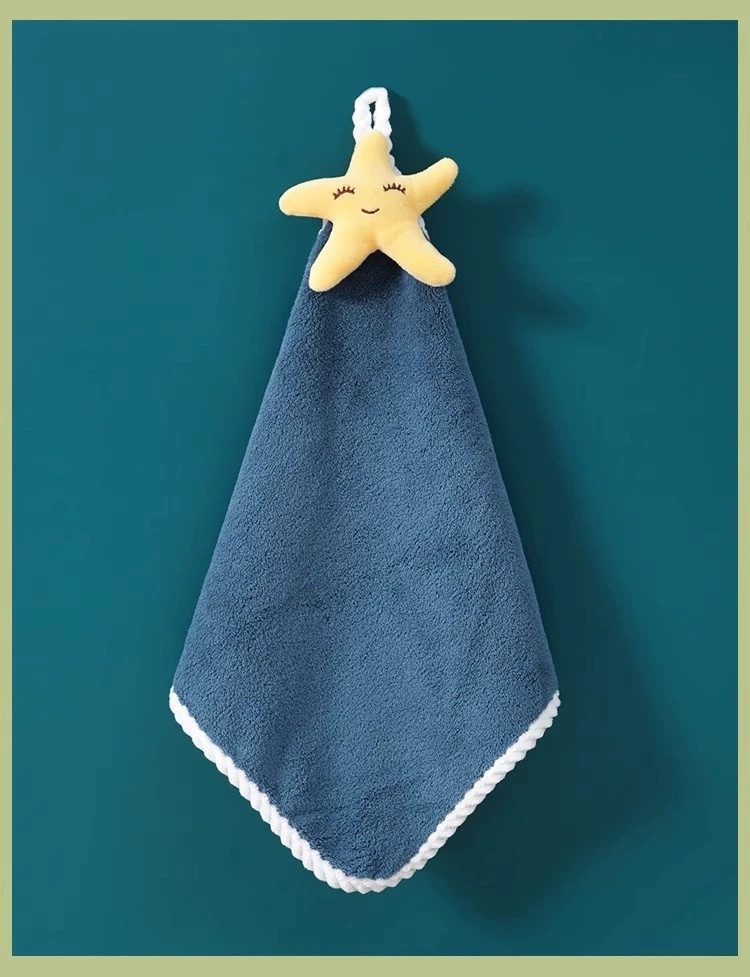 Lillian Hanging Cute Cartoon Home Bathroom Hand Small Square Towel Non-Shedding Soft And Dirty-Resistant_voghion.com