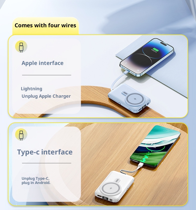 techglobe Wireless Magnetic Power Bank 10000mAh With Built-in Stand Convenient Portable Charger Custom Fast Charging_voghion.com