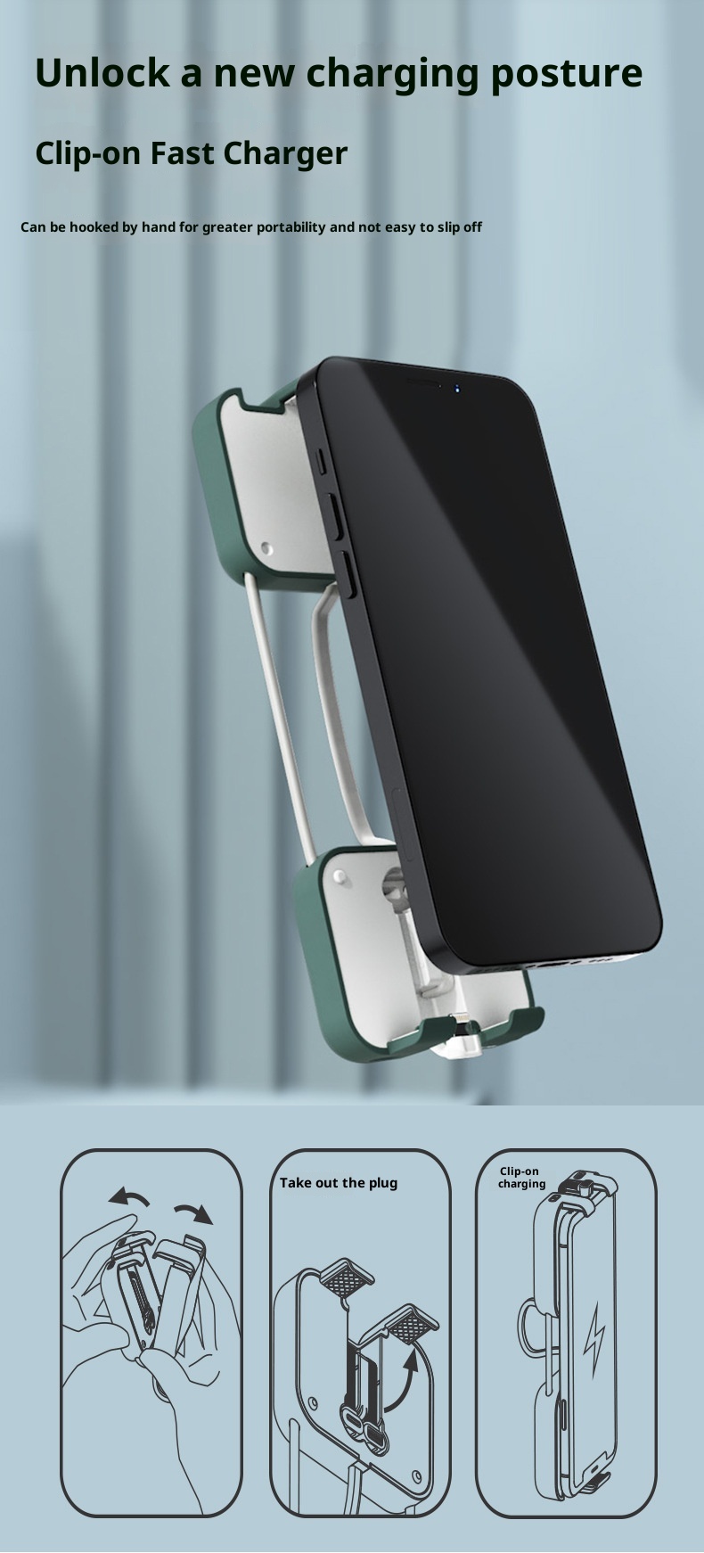 TechGlobe Faltbare Powerbank mit Rückenclip, kleines tragbares kabelloses Ladegerät, Mini-Geschenkidee, Großhandel_voghion.com