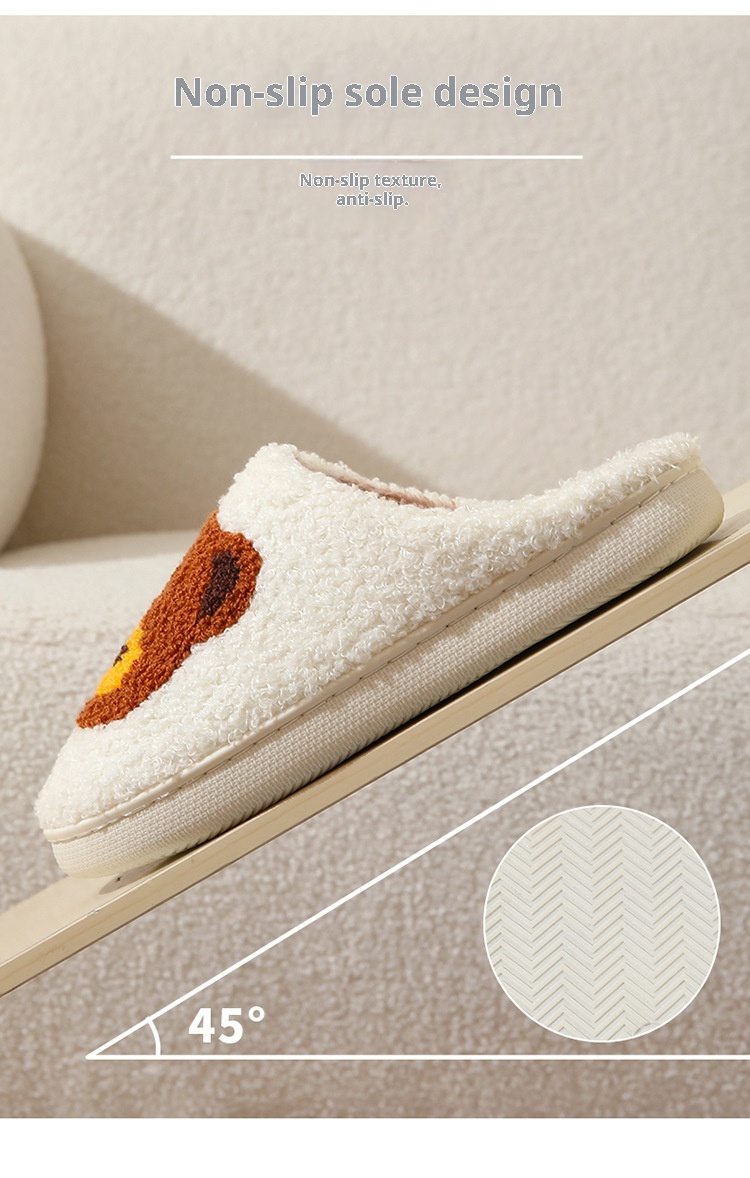 Zees Coss-Bode Hot-Selling Catoon Bibi Bea Smiling Face Cotton Fo Women Wholesale Indoo Home Plush Wam Slippes_voghion.com