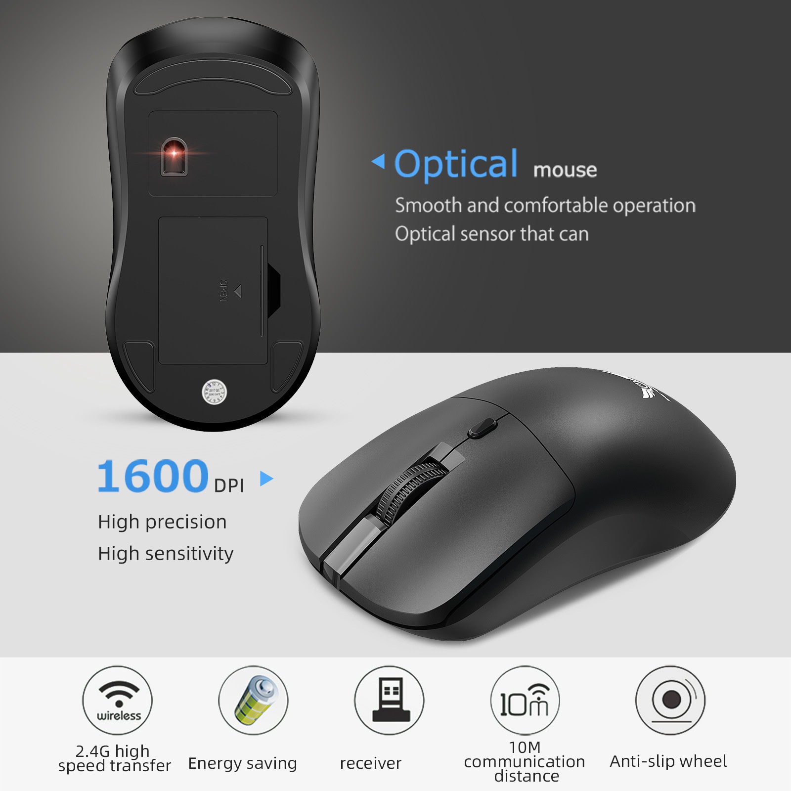 Mouse wireless leggero con batteria, pulsante audio, 2,4 G T2, tre livelli DPI, disponibile in magazzino Techglobe Factory_voghion.com