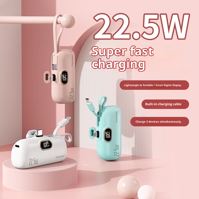 Techglobe Cross-Border KC Mini Capsule Bank 5000mAh 22,5W Ricarica rapida Compatto Alimentatore portatile mobile LG stampato_voghion.com