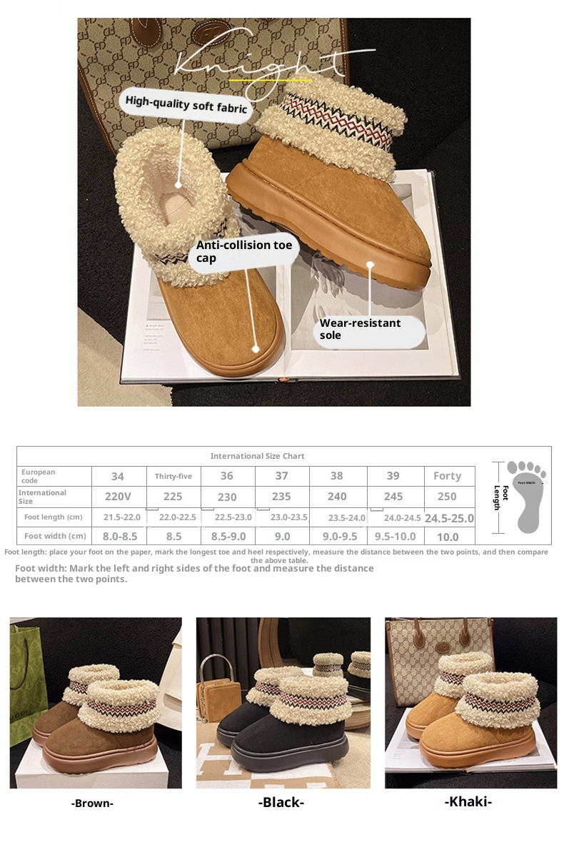 Zees Qidan Shoe Factory Women's Winter Snow Boots Korean Style Fleece-Lined Warm High-Top EVA Thick Sole Non-Slip Heel Cotton_voghion.com