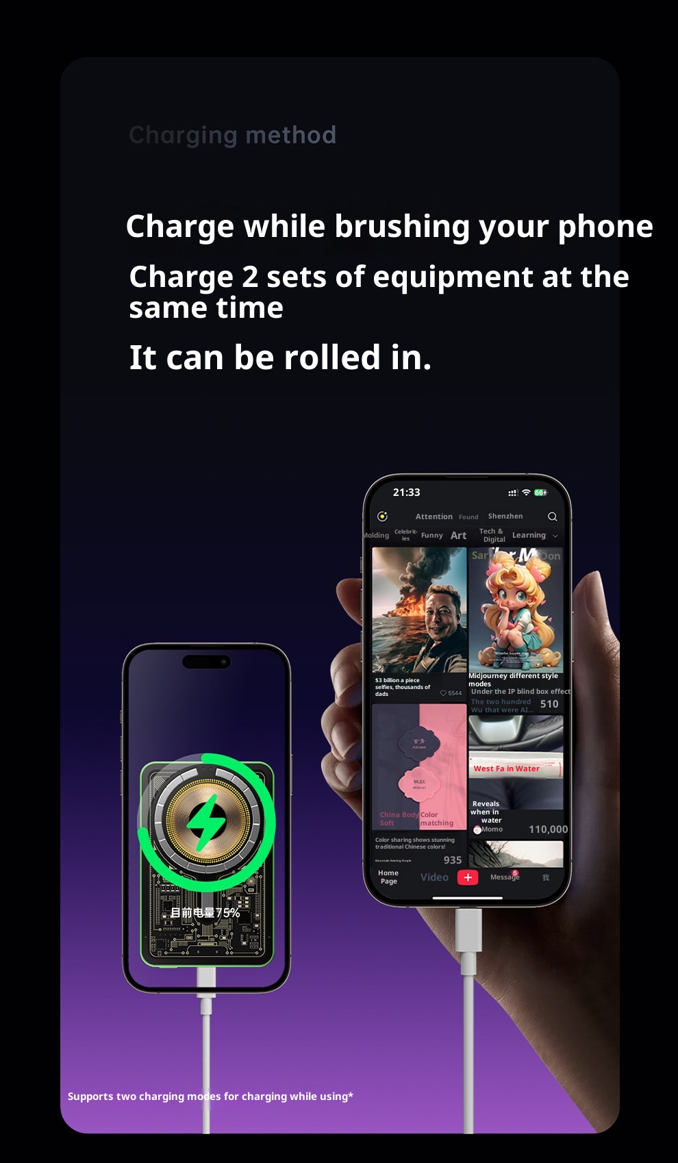 techglobe Magnetische Powerbank 10000mAh Ultradünn Praktisch Kabelloses Schnellladen Clip-on Mobile Power Großhandel_voghion.com