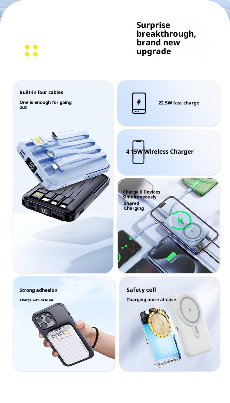 techglobe Wireless Magnetic Power Bank 10000mAh With Built-in Stand Convenient Portable Charger Custom Fast Charging_voghion.com