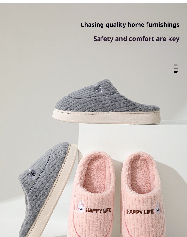 Zees Katoen met loopcomfort, dikke zool voor herfst en winter, dagelijks gebruik binnenshuis, antislip, warm, fleece voor thuisgebruik_voghion.com