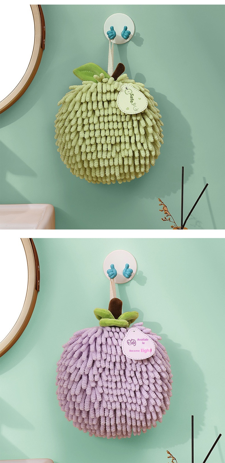 Lillian Fruit Meaning Chenille Ball Creative Kitchen Hanging Absorbent Quick-Dry Hand Small Towel_voghion.com