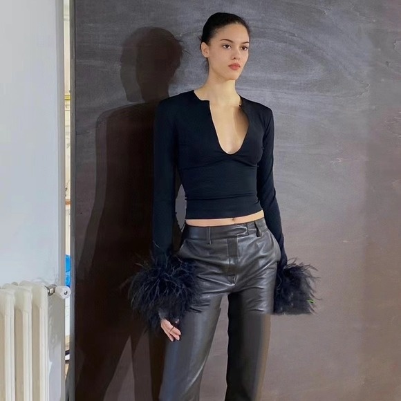 girl Girl YIMENG Light High-End Feel Black Velvet Peak Lapel Women's Blazer Waist-Cinching Vest Straight-Leg Pants Suit_voghion.com