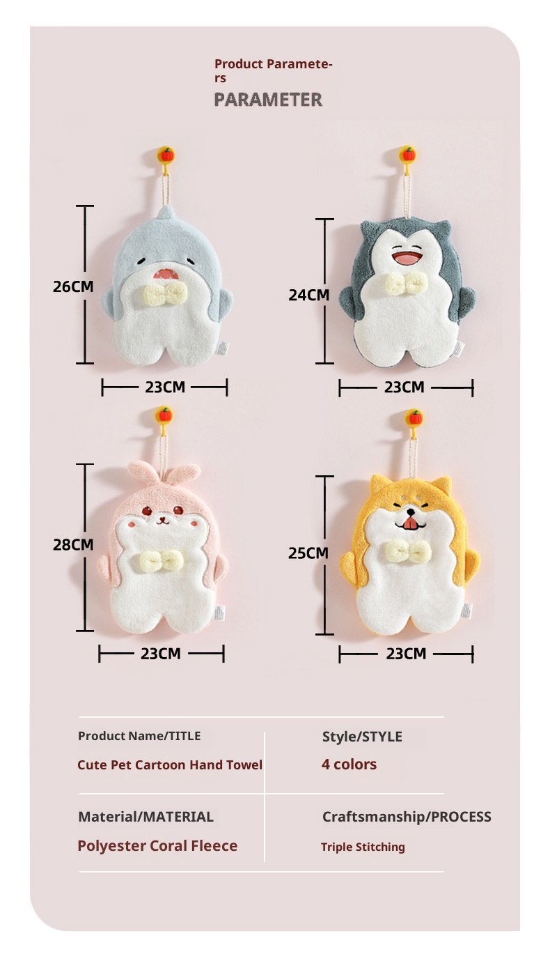 Lillian Hängendes, saugfähiges Handreinigungstuch mit niedlichem Cartoon-Motiv für Kinder, schnelltrocknendes Handtuch für Bad und Küche, Geschenkidee_voghion.com