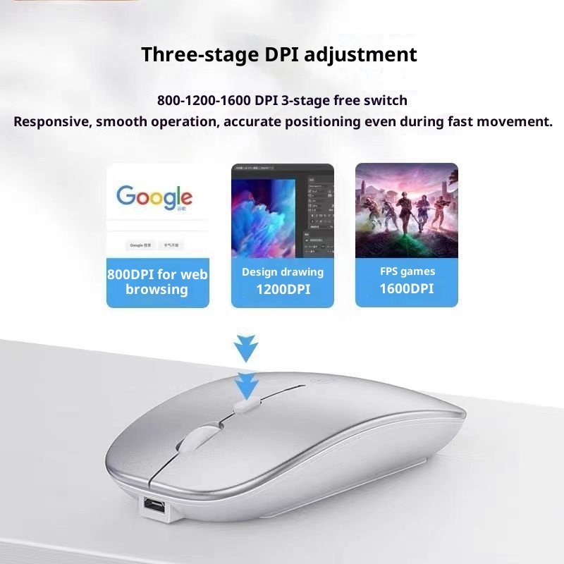 Techglobe Bluetooth Silent Rechargeable Dual-Mode Desktop Office Gaming Laptop Universal Wireless Mouse_voghion.com
