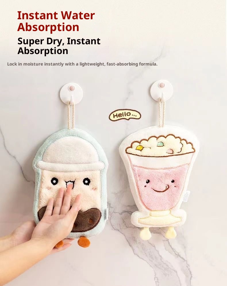 Lillian Tulip Küchenhandtuch, hängendes, fusselfreies, kleines Badezimmerhandtuch aus Korallenvlies, Stickerei, Handarbeit_voghion.com