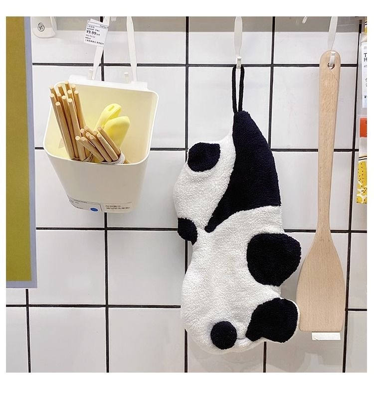 Lillian Cute Panda Hanging Coral Fleece Absorbent Quick-Dry Bathroom Hand Small Towel Kitchen Wiping Cloth_voghion.com