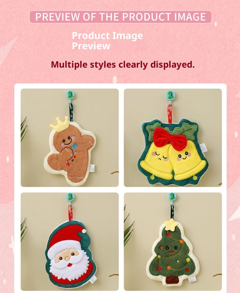 Lillian Cross-Border Creative Christmas Kitchen Household Cartoon Hand Absorbent Children's Hanging Small Towel_voghion.com