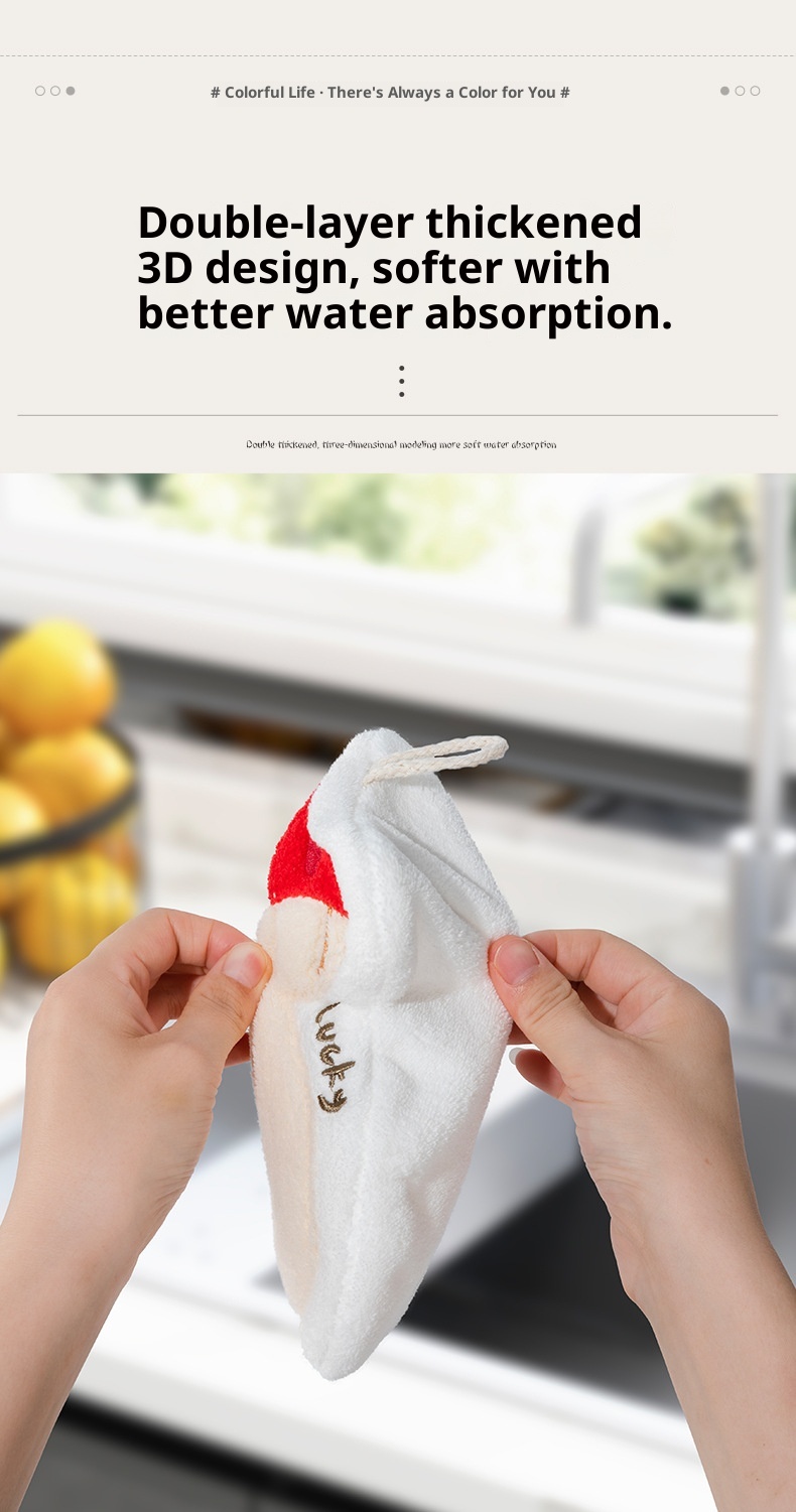 Lillian Cute Absorbent Hanging Plush Thickened Bathroom Handkerchief Hand Washing Small Square Towel Kitchen Cloth_voghion.com