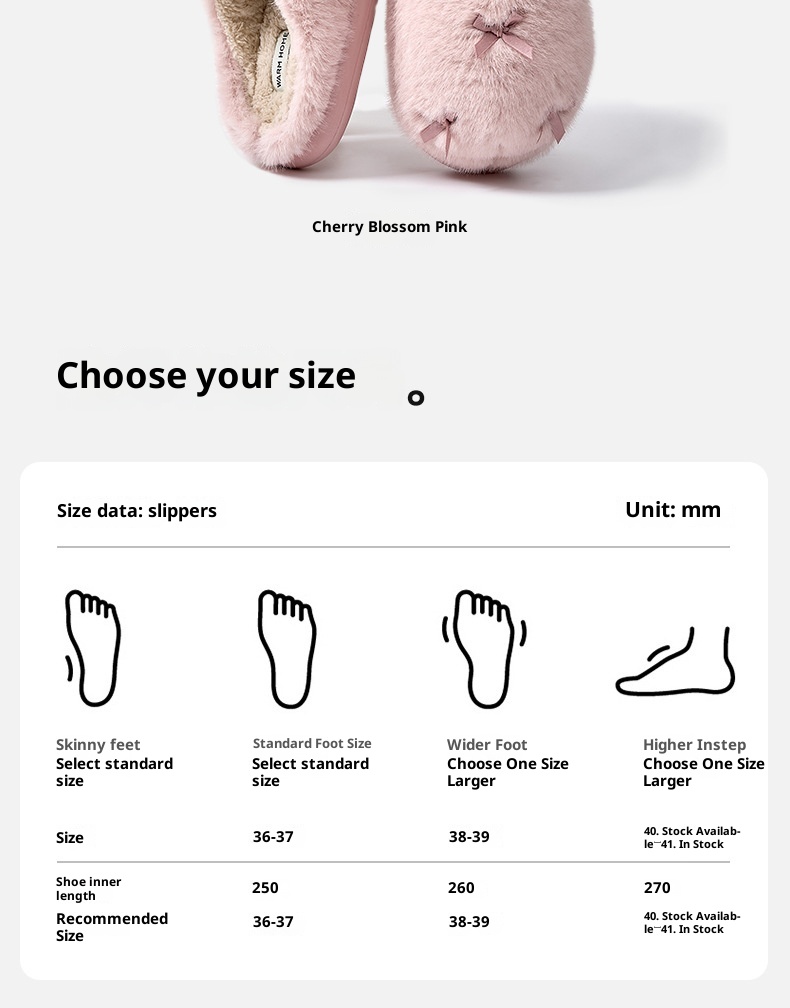 Zees Bowknot For Women Winter Indoor Thick Sole Furry Home Plush Warm Cotton Slippers_voghion.com