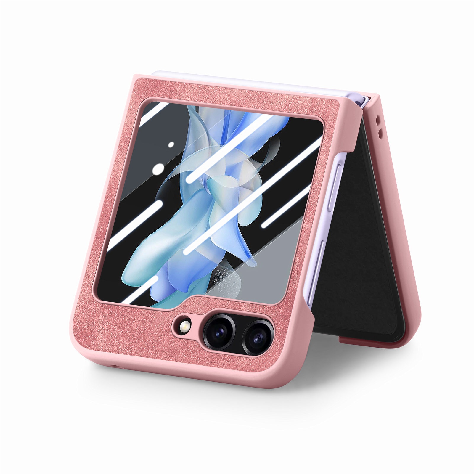 TechGlobe Compatibel met Samsung Z 5 Skin Feel Solid Color Oil Spray Flip 5/4 Protector Geïntegreerd Boven- en Onderscherm_voghion.com